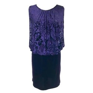 Velvet Blouson Short Cocktail Dress Size 14W NWT